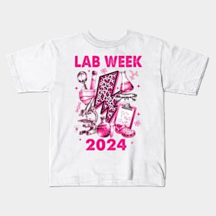 Pink Retro Lab Week 2024, Medical Lab Science, Lab Tech Team Kids T-Shirt